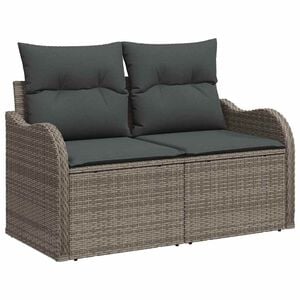 vidaXL Gartensofa mit Kissen Grau 121 x 62 x 69cm Poly-Rattan