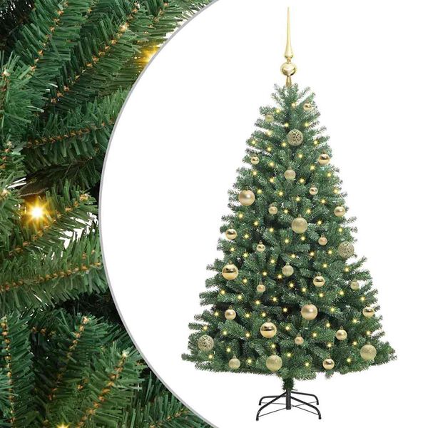 vidaXL K&uuml;nstlicher klappbarer Weihnachtsbaum mit 150 LEDs Gr&uuml;n 120 cm