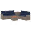 vidaXL Sofa Set 8 stk. Grau und Marineblau Polyrattan und Stahl