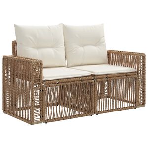 vidaXL Garten-Sofa 2-Sitzanzahl Beige Poly-Rattan