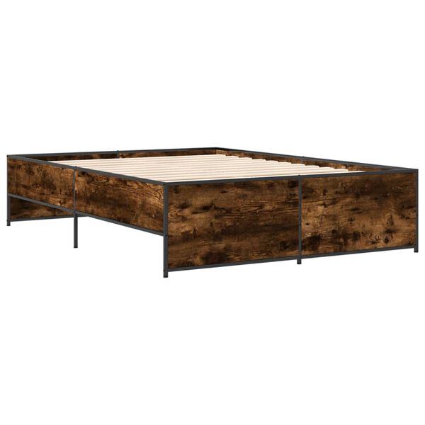 vidaXL Bettgestell R&auml;uchereiche 135x190 cm Holzwerkstoff und Metall