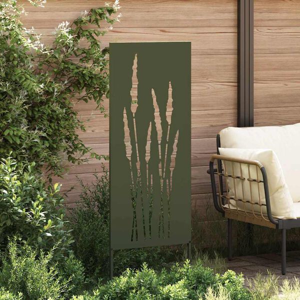 vidaXL Garten Sichtschutz-Leinwand Floral Olivgr&uuml;n 50 x 140 cm