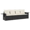 vidaXL 4-tlg. Garten-Sofagarnitur mit Kissen Schwarz Poly Rattan