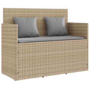 vidaXL Gartenbank mit Kissen Beige Poly Rattan