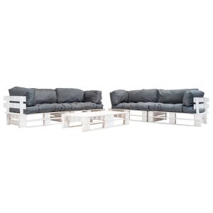 vidaXL 6-tlg. Paletten-Lounge-Set mit Kissen in Grau Holz