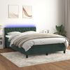 vidaXL Boxspringbett mit Matratze & LED Dunkelgr&uuml;n 140x190 cm Samt