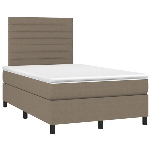 vidaXL Boxspringbett mit Matratze & LED Taupe 120x190 cm Stoff