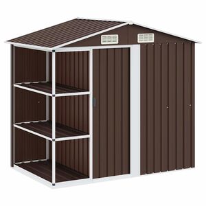 vidaXL Gartenhaus mit Regal Braun 205x130x183 cm Eisen