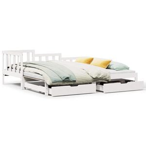vidaXL Tagesbett Ausziehbar mit Schubladen ohne Matratze Wei&szlig; 90x190cm