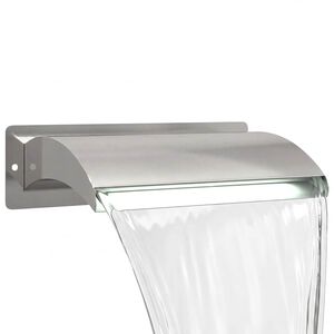vidaXL Pool-Wasserfall mit LED Edelstahl 304 51 x 26 x 13 cm Silber