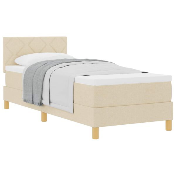 vidaXL Boxspringbett mit Matratze mit Kopfteil Creme 80 x 200 cm Stoff