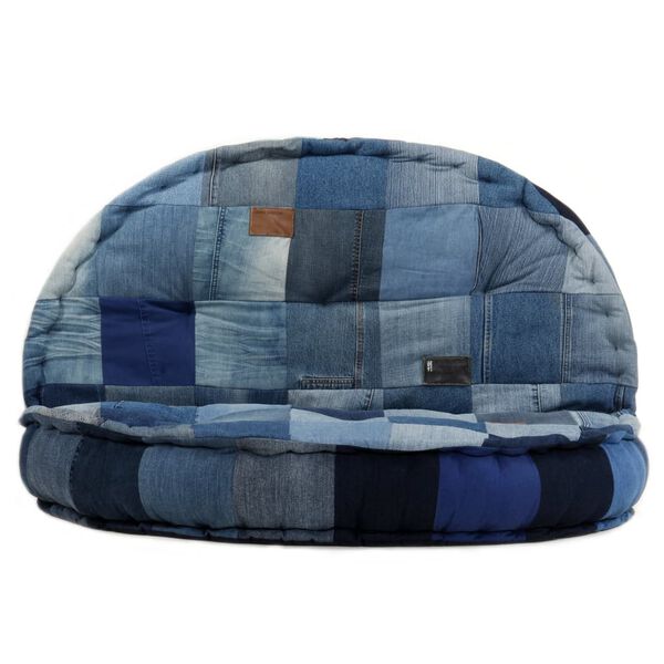 vidaXL Pouf Rund 100x20 cm Denim Patchwork
