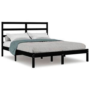 vidaXL Massivholzbett Schwarz Kiefer 140x190 cm