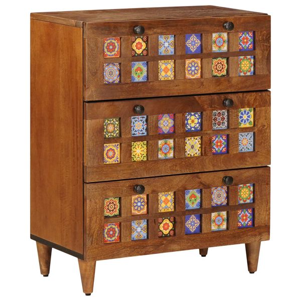 vidaXL Sideboard 3 pcs Walnuss Massivholz Mango