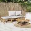 vidaXL 4-tlg. Garten-Lounge-Set mit Hellgrauen Kissen Bambus