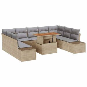 vidaXL Garten-Sofa-Set mit Speicher 10 pcs Beige Poly Rattan