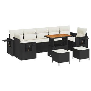 vidaXL Garten-Sofa-Set 10 pcs Schwarz Poly-Rattan