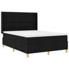vidaXL Boxspringbett mit LED-Lichtleisten Schwarz 140 x 190 cm Stoff