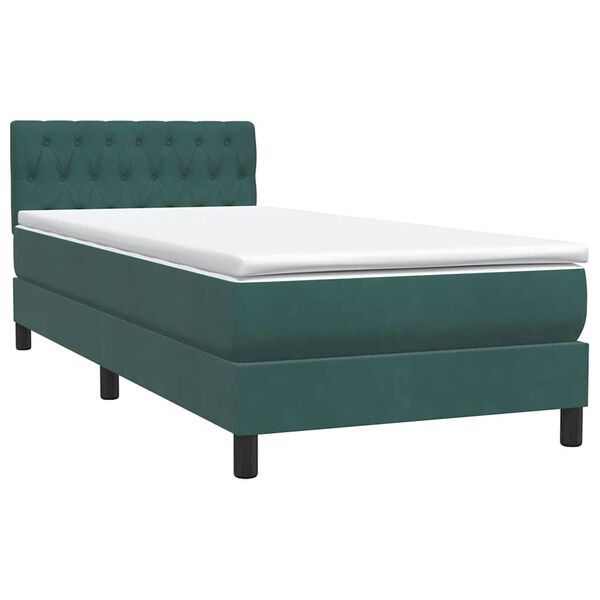 vidaXL Boxspringbett mit Matratze Dunkelgr&uuml;n 100x210 cm Samt