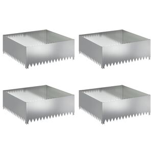 vidaXL Raseneinfassung 4 stk. 100 x 100 x 35 cm Stahl Silber