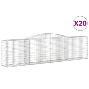 vidaXL Gabionen mit Hochbogen 20 Stk 400x50x100/120cm Verzinktes Eisen