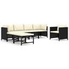 vidaXL 7-tlg. Garten-Lounge-Set mit Kissen Poly Rattan Schwarz