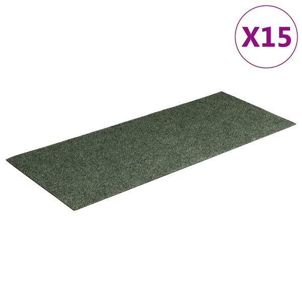 vidaXL Stufenmatten Selbstklebend 15 Stk. 60x25 cm Gr&uuml;n Rechteckig