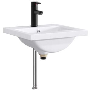 vidaXL Waschbecken mit Wasserhahn und Abfluss Matt Schwarz
