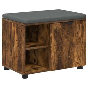 vidaXL Flurbank mit Kissen mit Regal Ger&auml;ucherte Eiche 60 x 38 x 46 cm