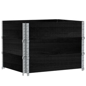 vidaXL Paletten-Aufsatzrahmen 3 Stk. Schwarz 80x60cm Massivholz Kiefer
