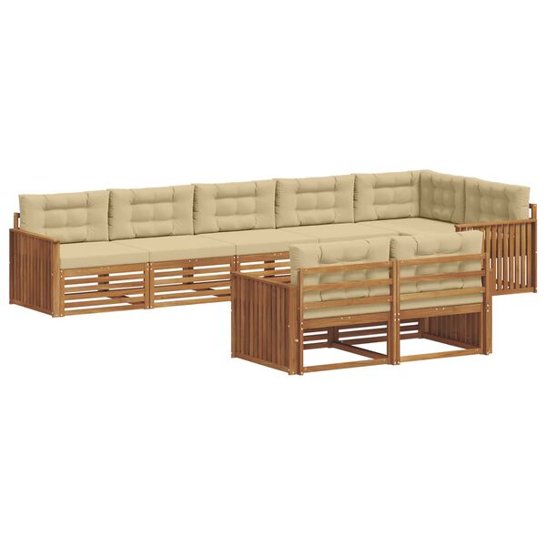 vidaXL Outdoor-Sofagarnitur mit Kissen 8 pcs Natur und Beige