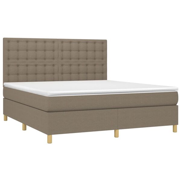 vidaXL Boxspringbett mit Matratze & LED Taupe 160x200 cm Stoff