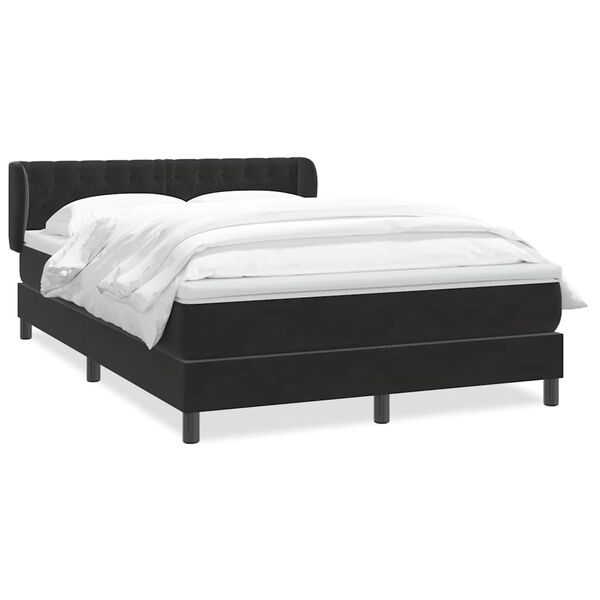 vidaXL Boxspringbett mit Matratze Schwarz 160x210 cm Samt