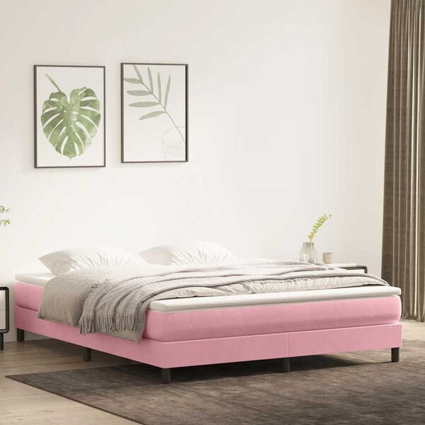 vidaXL Boxspringbett ohne Matratze Rosa 180x210 cm Samt
