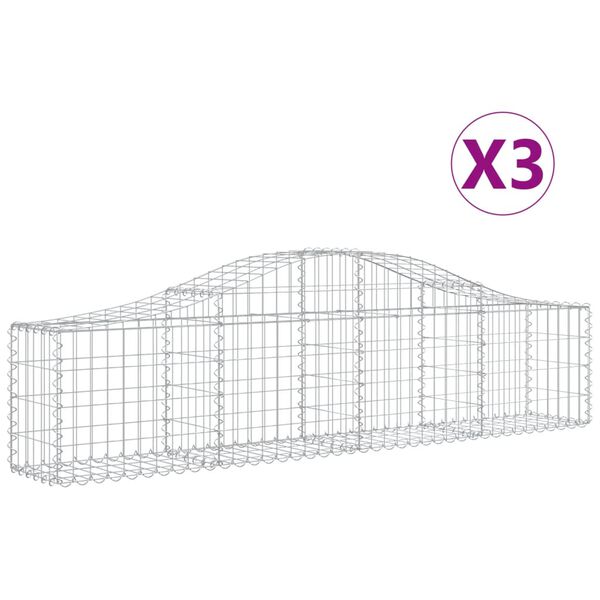 vidaXL Gabionen mit Hochbogen 3 Stk. 200x30x40/60 cm Verzinktes Eisen