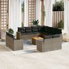 vidaXL 12-tlg. Garten-Sofagarnitur mit Kissen Grau Poly Rattan