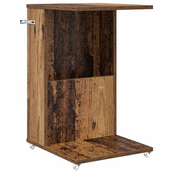 vidaXL Beistelltisch Mit Rad Altholz 40 x 35 x 60 cm Holzwerkstoff