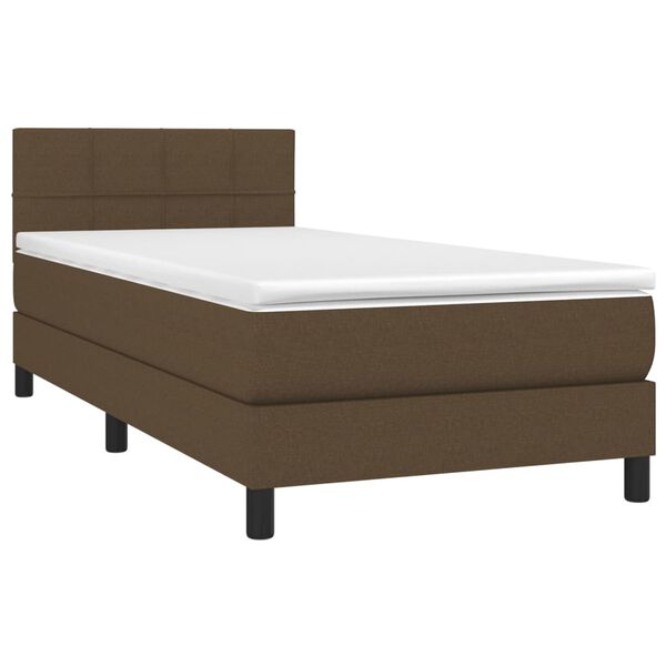 vidaXL Boxspringbett mit Matratze & LED Dunkelbraun 90x200 cm Stoff