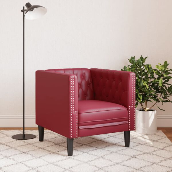 vidaXL Chesterfield-Sessel Weinrot Kunstleder