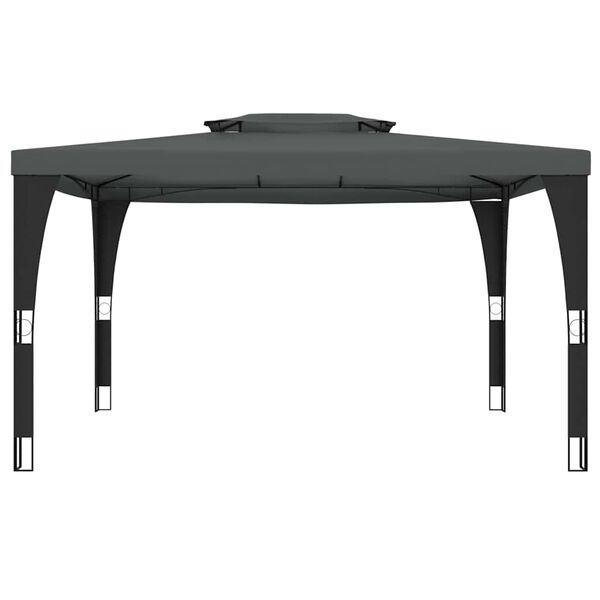 vidaXL Pavillon mit Doppeldach Anthrazit 3,98x2,98 m Stahl