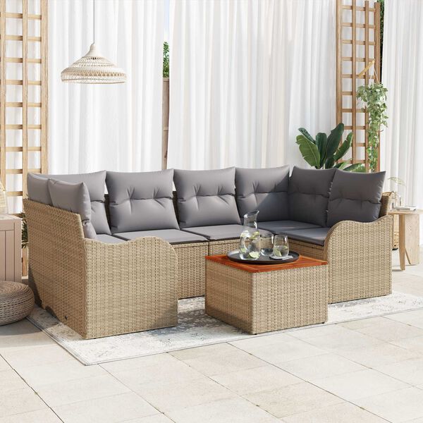 vidaXL Garten-Sofa-Set 7 pcs Beige und Hellgrau