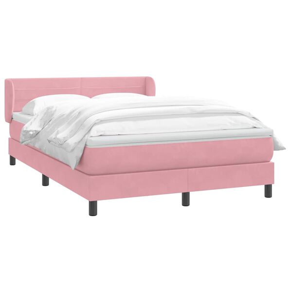 vidaXL Boxspringbett mit Matratze Rosa 160x220 cm Samt