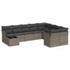 vidaXL 10-tlg. Garten-Sofagarnitur mit Kissen Grau Poly Rattan