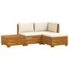 vidaXL Outdoor-Sofagarnitur mit Kissen 4 St&uuml;ck Braun Massivholz Akazie