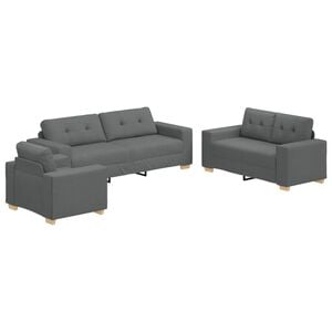 vidaXL Sofa 3 pcs Dunkelgrau 221 x 80 x 80 cm Leinenmischgewebe