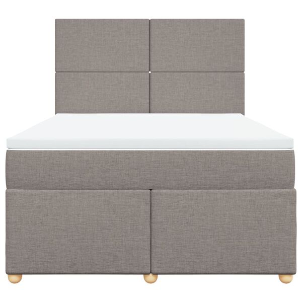 vidaXL Boxspringbett mit Matratze Taupe 140x200 cm Stoff