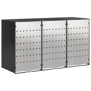 vidaXL Wagenm&uuml;llbeh&auml;lter f&uuml;r 3 Beh&auml;lter 204 x 77,5 x 115,5 cm Stahl