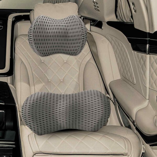 vidaXL Nackenkissen, R&uuml;ckenkissen Grau Viscoschaum 47 x 24 x 12 cm