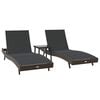 vidaXL Sonnenliege 3 pcs Braun 197 x 70 x 82 cm Poly-Rattan