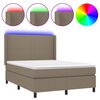 vidaXL Boxspringbett mit Matratze & LED Taupe 140x190 cm Stoff